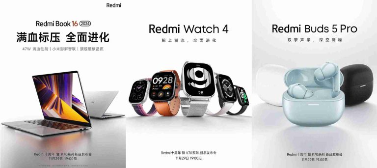 ريدمي ستطلق أجهزة : Redmi Watch 4 ,Redmi Book 16 (2024) ,Redmi Buds 5 Pro في 29 من الشهر الجاري