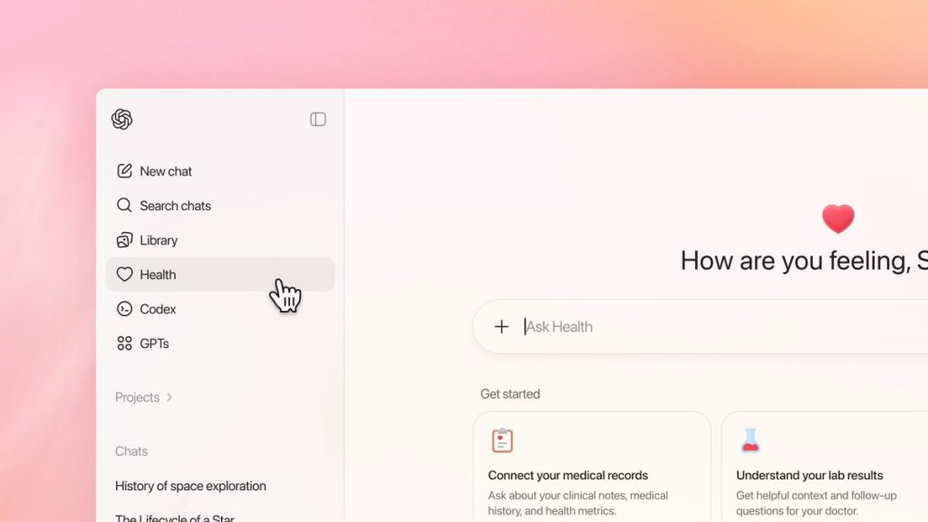 OpenAI تطلق ChatGPT Health لتعزيز فهم المستخدمين لبياناتهم الصحية OpenAI تطلق ChatGPT Health لتعزيز فهم المستخدمين لبياناتهم الصحية